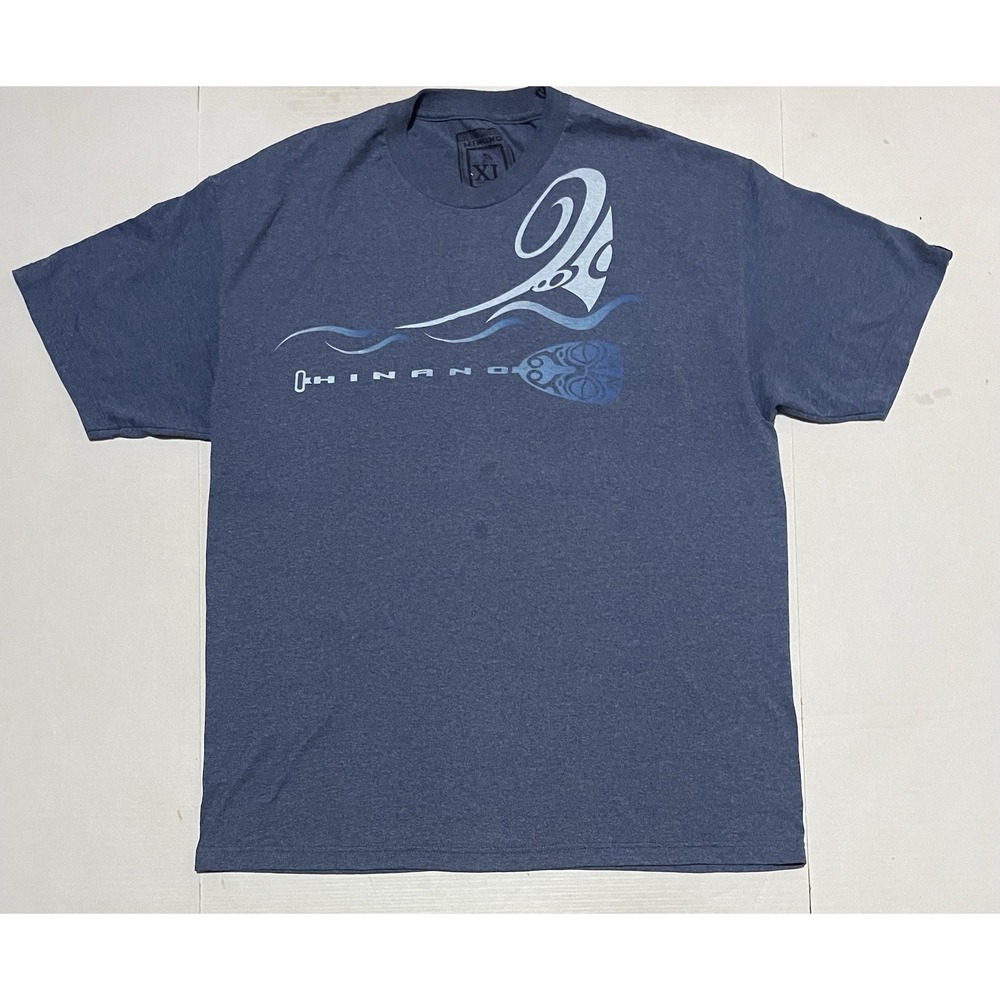 Hinano Tahiti Men's XL Blue Heather Canoe Paddle Graphic T-Shirt Hawaii Surf